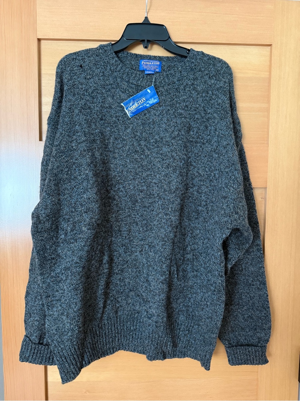 Pendleton Men's Dark Charcoal Gray Crewneck Wool Sweater